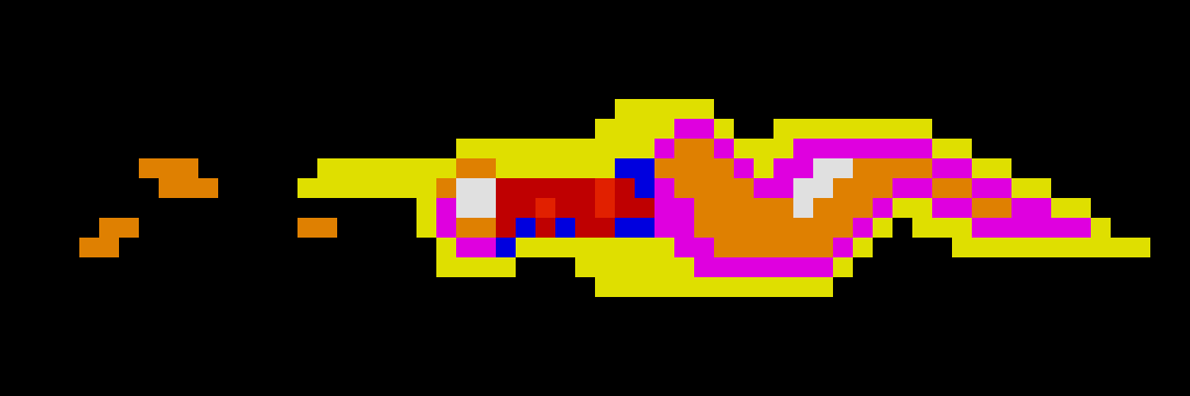 Animated preview of pixel content on a wide light screen, showing a second bold motif animating in place.
